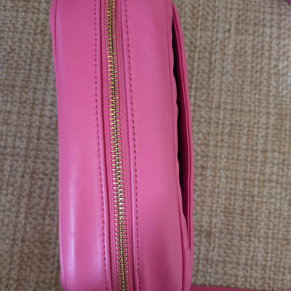 Stuart Weitzman Vibrant Pink Crossbody Bag with Gold Details, See Pics For Flaws - Picture 13 of 17